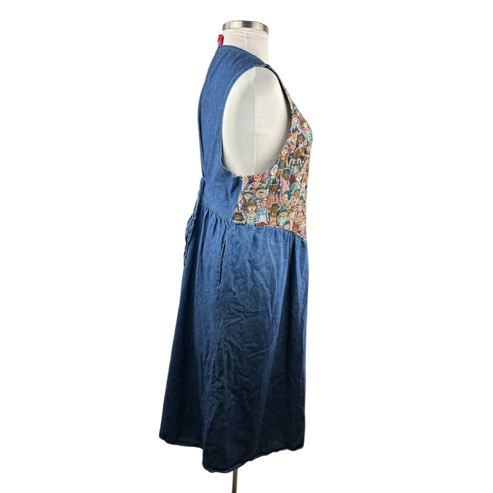 Vtg 90s Venezia Jeans Children Around The World Denim Maxi Dress Plus Size 22/24 - Picture 9 of 16